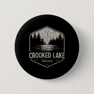 Crooked Lake Indiana Outdoors Vintage Button