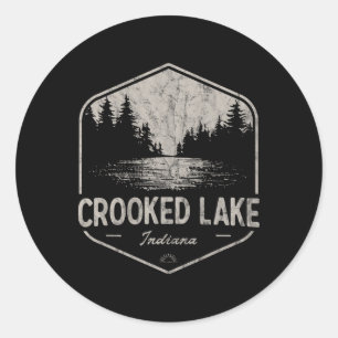 Crooked Lake Indiana Outdoors Vintage Runder Aufkleber