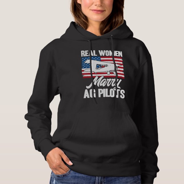Crop Duster American Flag Real Women Marry AG Pilo Hoodie (Vorderseite)