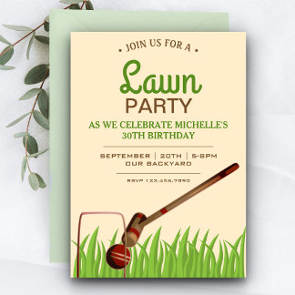 Croquet Backyard Game Lawn Geburtstagsparty Einlad Einladung