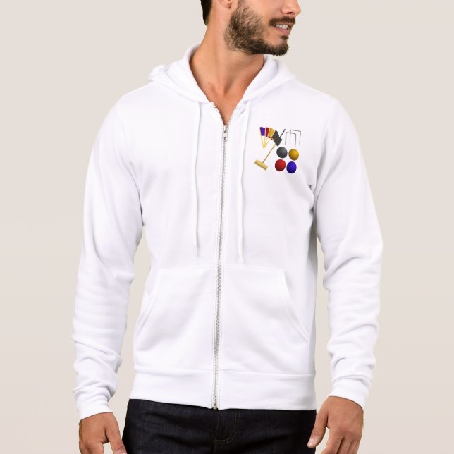 Croquet Equipment Set Mallet Balls Hoops Hoodie (Vorderseite)