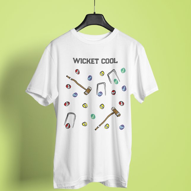 Croquet Muster Wicket Cool Niedlich Hand-Illustrie T-Shirt (Hit the croquet field in style with this whimsical T-shirt!)