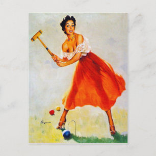 Croquet Pin Up Postkarte