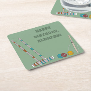 Croquet Set, Game Custom Outdoor Party Rechteckiger Pappuntersetzer