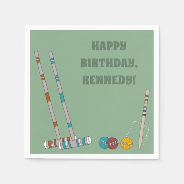 Croquet Set, Game Custom Outdoor Party Serviette (Vorderseite)