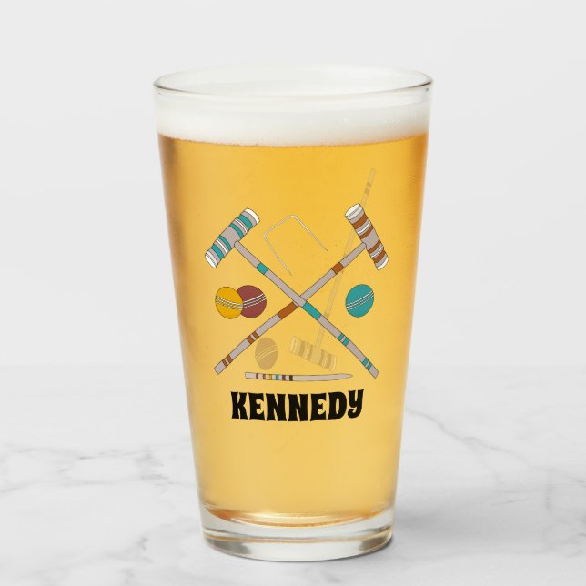 Croquet Set, Lawinen Personalisiert Glas (Vorne (Gefüllt))