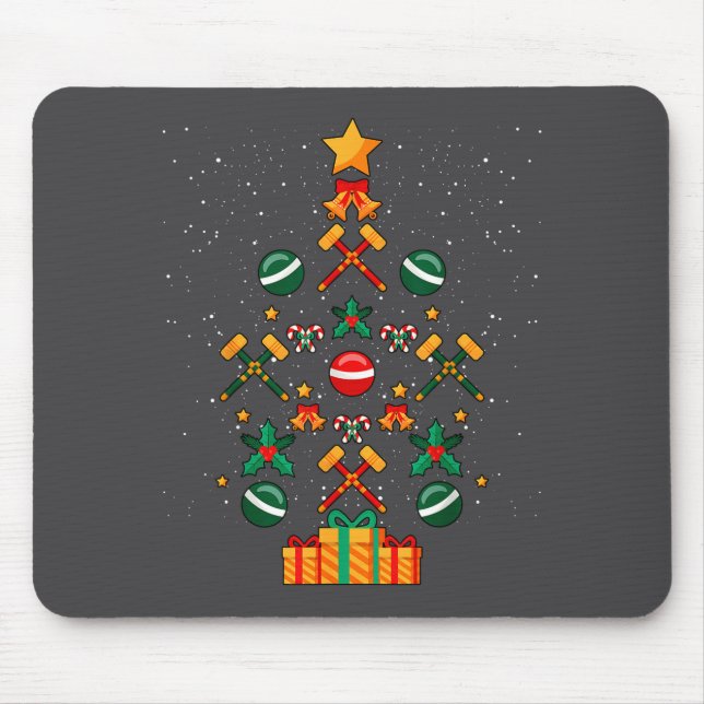 Croquet-Weihnachtsbaum Xmas  Mousepad (Vorne)