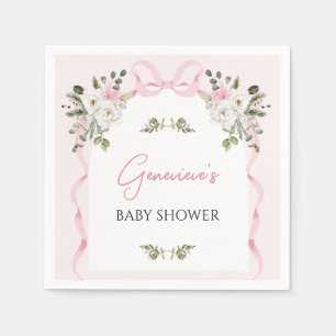 Croquette Pink Bow Arch Babydusche Papier Serviette