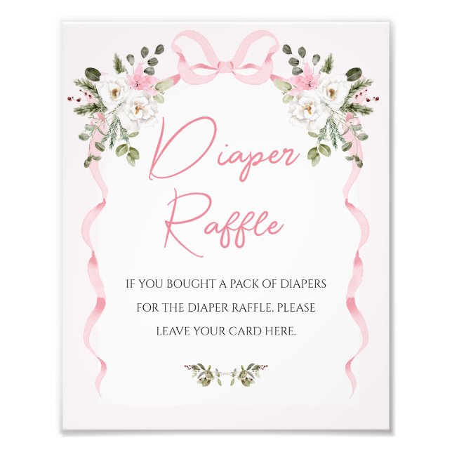 Croquette Pink Bow Arch Babydusche Windelunterschr Fotodruck (Vorne)