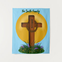 Cross and Crown of Thorns Wandteppich