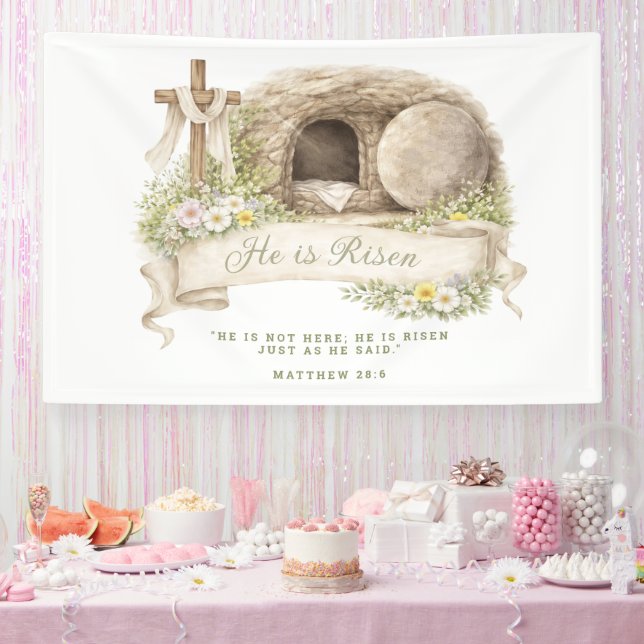 Cross and Tomb | Resurrection Day Banner (Party)