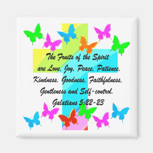 CROSS & BUTTERFLY GALATIANS 5 OBST DES SPIRITS MAGNET
