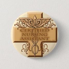 Cross Caduceus CNA Nurse Button