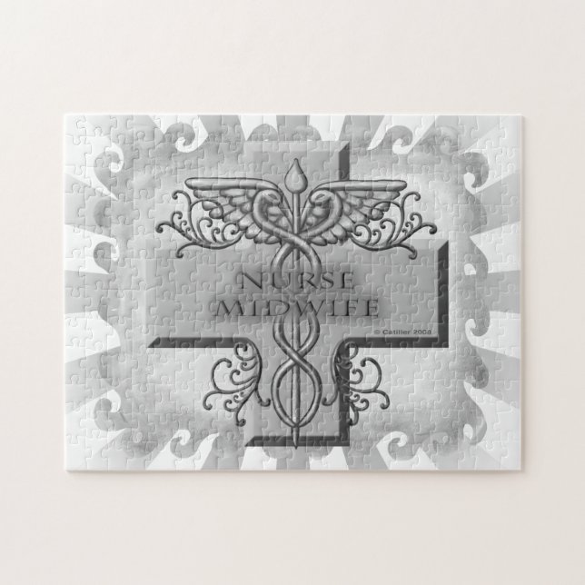 Cross Caduceus Nurse Midfrau Puzzle (Horizontal)