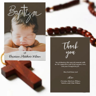 Cross Christening Religious Taufen Danke Karte