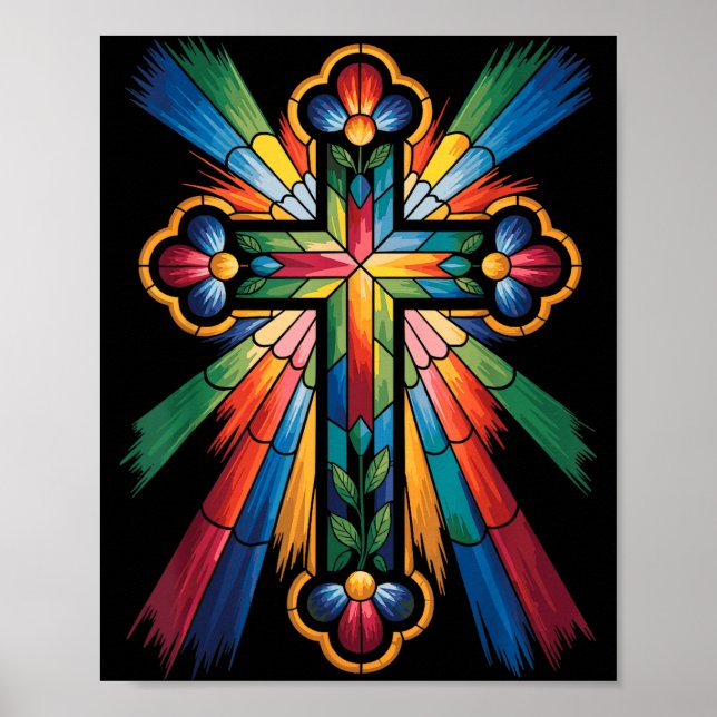 Cross Colorful Christian Religous  Poster (Vorne)