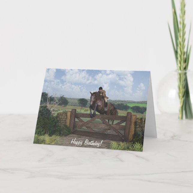 Cross Country - Jumping Horse Birthday Card Karte (Vorderseite)