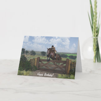 Cross Country - Jumping Horse Birthday Card Karte