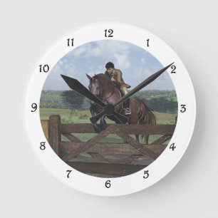 Cross Country - Jumping Horse Wall Clock Runde Wanduhr