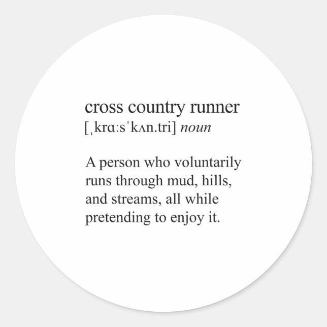 Cross Country Runner Definition, Xc Running  Runder Aufkleber (Vorderseite)