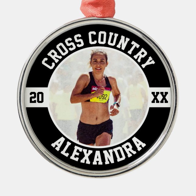 Cross Country Runner Running XC Sports Team Custom Ornament Aus Metall (Vorne)