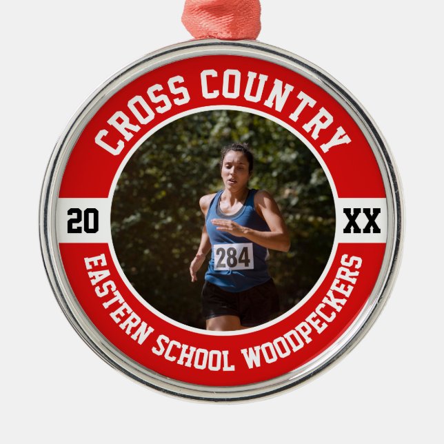 Cross Country Runner Running XC Team Sports Ornament Aus Metall (Vorne)