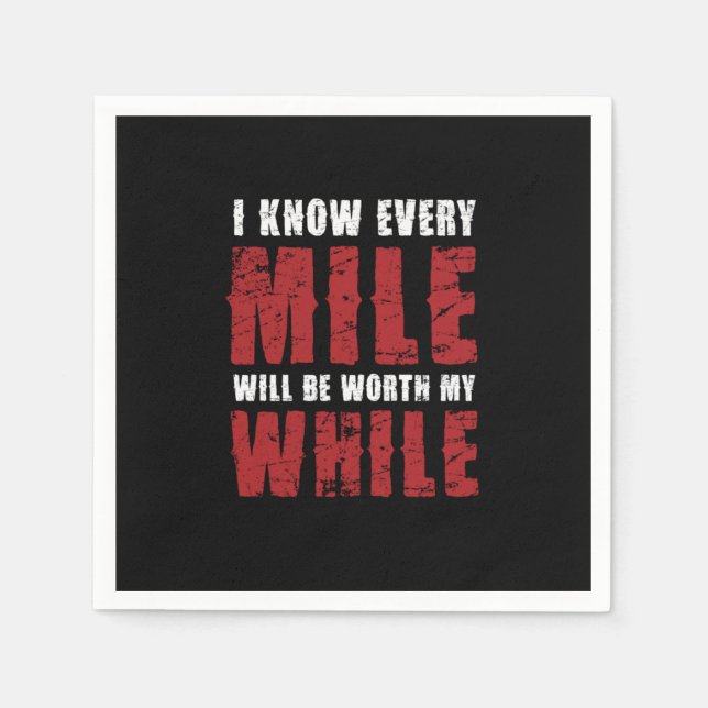 Cross Country Runner Typografie jede Meile Serviette (Vorderseite)