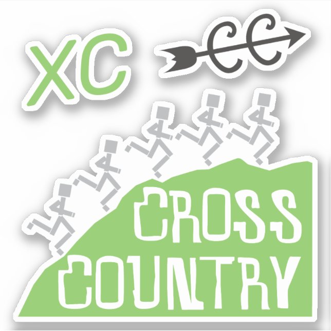 Cross Country Runners on Hill © Stickers Aufkleber (Vorderseite)