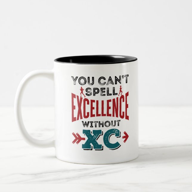 Cross Country Running Funny Excellence XC Zweifarbige Tasse (Links)