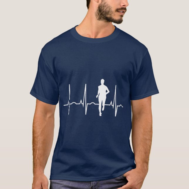Cross Country Running Geschenke Runner Heartbeat T-Shirt (Vorderseite)
