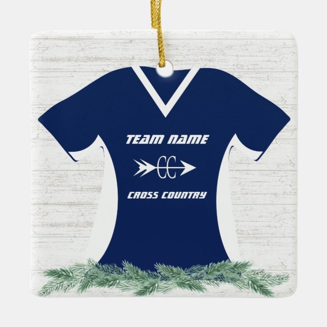 Cross Country Running Shirt Blue mit Foto Keramikornament (Vorderseite)