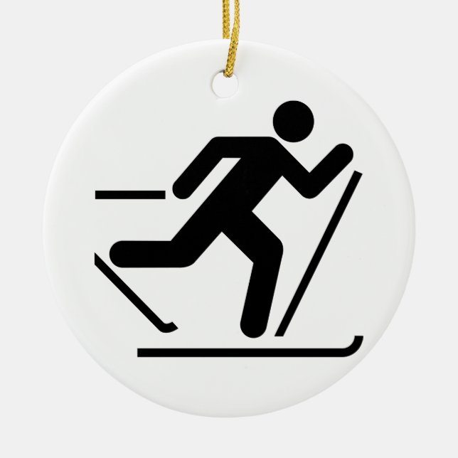 Cross Country-Ski-Symbol-Verzierung Keramikornament (Vorne)
