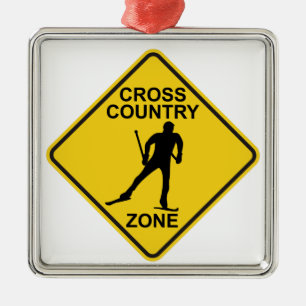 Cross Country Ski Zone Ornament Aus Metall