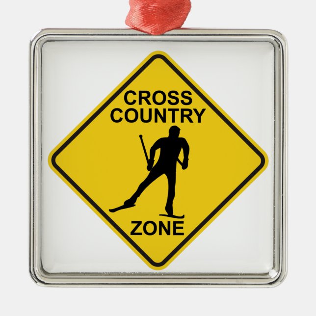 Cross Country Ski Zone Ornament Aus Metall (Vorne)