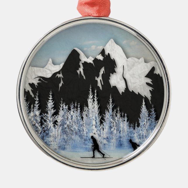 Cross Country-Skifahren Ornament Aus Metall (Vorne)