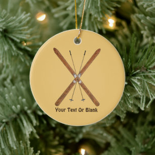 Cross-Country Skis And Poles Keramik Ornament