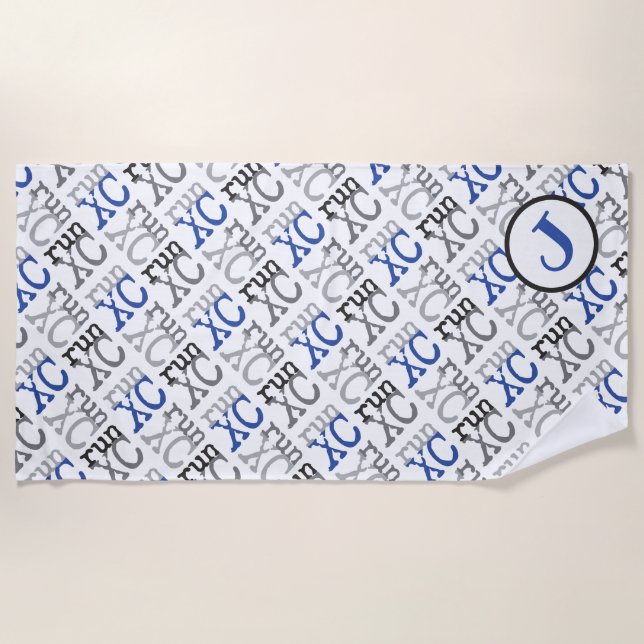Cross Country XC Laufen Monogram Blue Beach Toaste Strandtuch (Vorderseite)