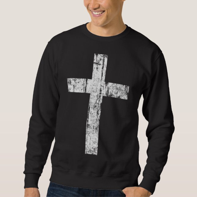 Cross Distressed Style Inspiration Christlich Fai Sweatshirt (Vorderseite)
