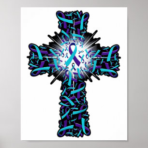 Cross Faith Suicide Prevention Awareness Ribbon Su Poster