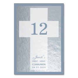 Cross First CommunityImitate Silver Dusty Blue Boy Tischnummer