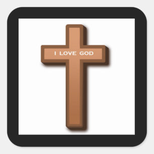 CROSS "I LIEBE GOD" QUADRATISCHER AUFKLEBER