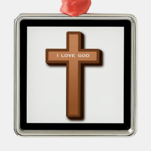 CROSS "I LIEBE GOD" SILBERNES ORNAMENT