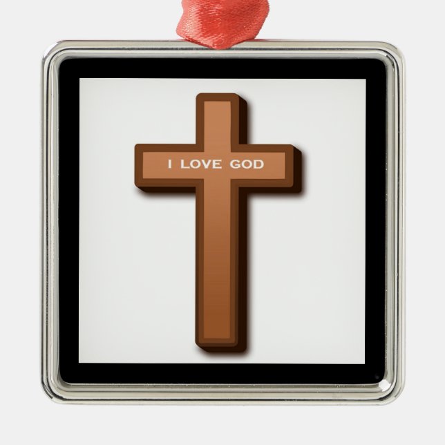 CROSS "I LIEBE GOD" SILBERNES ORNAMENT (Vorne)