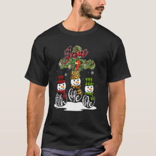 Cross Jesus frohe Weihnachten Snowman Funny Weihna T-Shirt