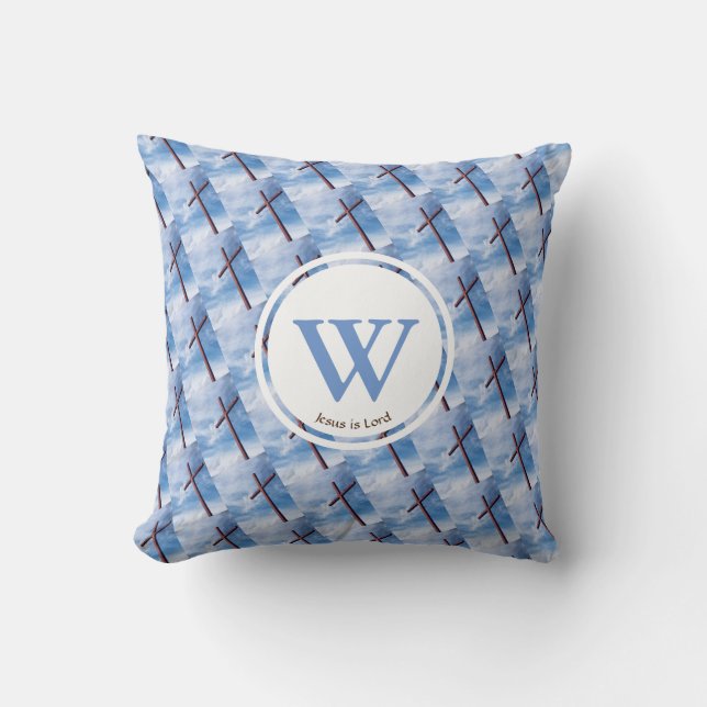 CROSS Jesus ist Lord Custom Monogram EASTER Kissen (Vorderseite)