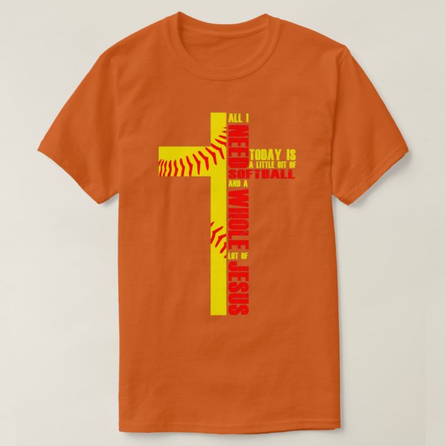 Cross Jesus Softball Baseball Believer T-Shirt (Design vorne)