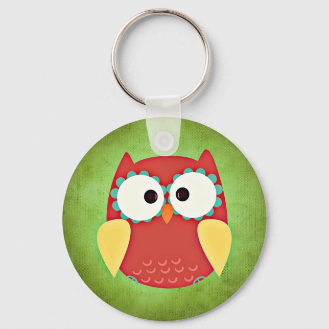 Cross Mit Augen Owl Button Schlüsselanhänger (Vorderseite)