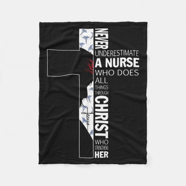 Cross Never Underestimate A Nurse Christ Bibles Je Fleecedecke (Vorderseite)