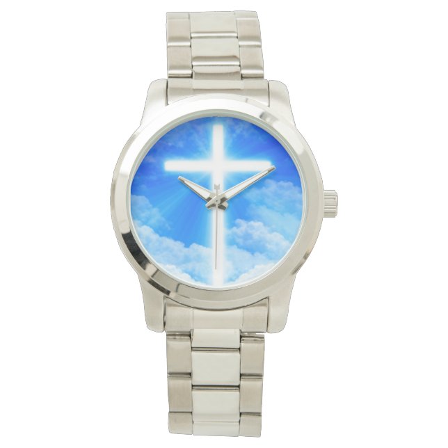 Cross of Light Jesus Christ Customizable Christian Armbanduhr (Vorderseite)