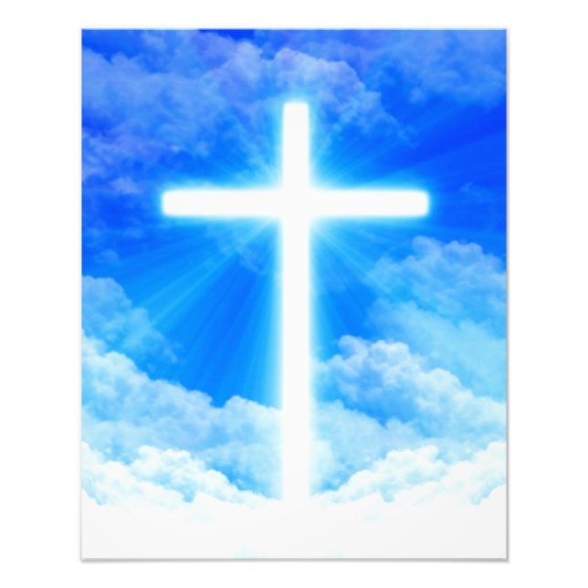 Cross of Light Jesus Christ Customizable Christian Fotodruck (Vorne)